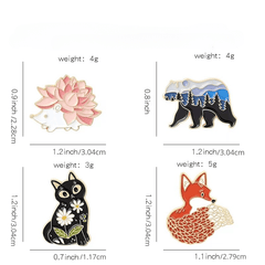 Alloy Brooch Cartoon Fox Polar Bear Hedgehog Flower Cat Backpack Pendant