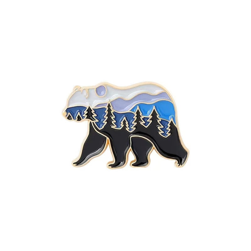 Alloy Brooch Cartoon Fox Polar Bear Hedgehog Flower Cat Backpack Pendant