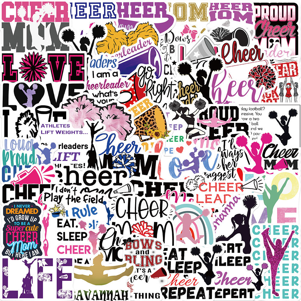 50pcs Cartoon Cheer Celebrate Stickers DIY Waterproof Decoration
