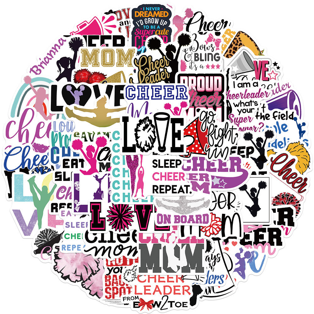 50pcs Cartoon Cheer Celebrate Stickers DIY Waterproof Decoration