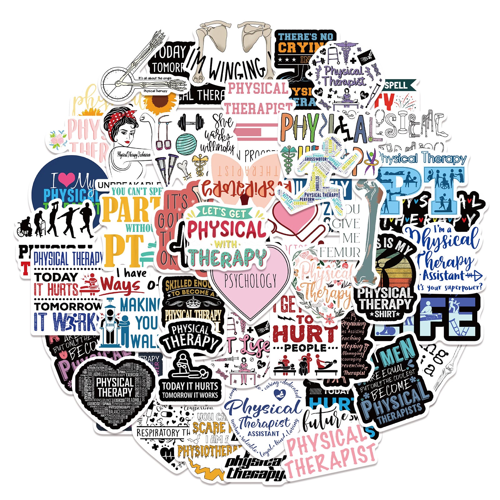 50pcs Physical Therapy Stickers Education Board DIY Waterproof Decoration