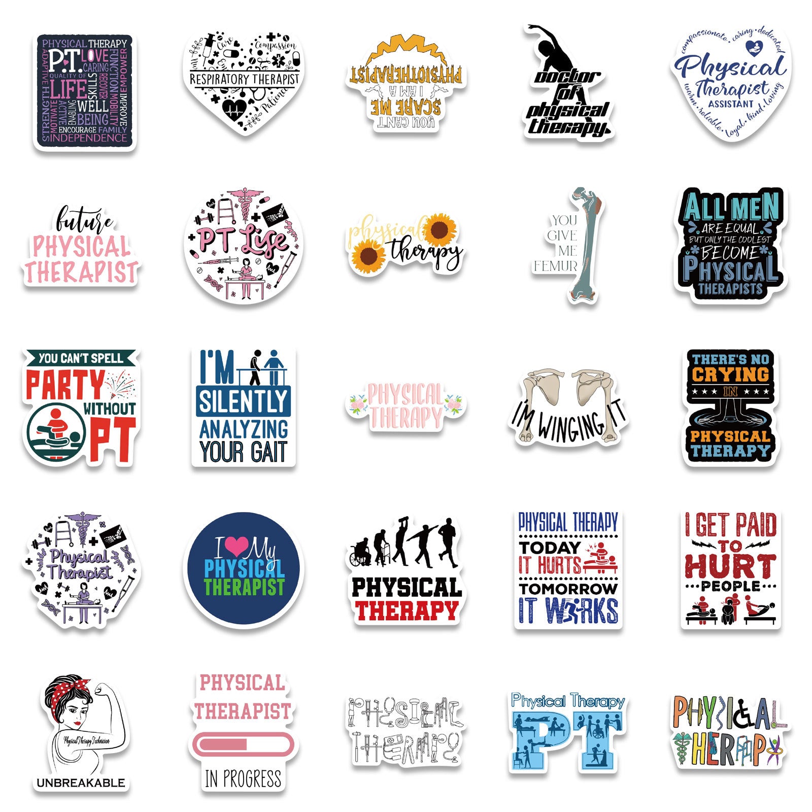 50pcs Physical Therapy Stickers Education Board DIY Waterproof Decoration