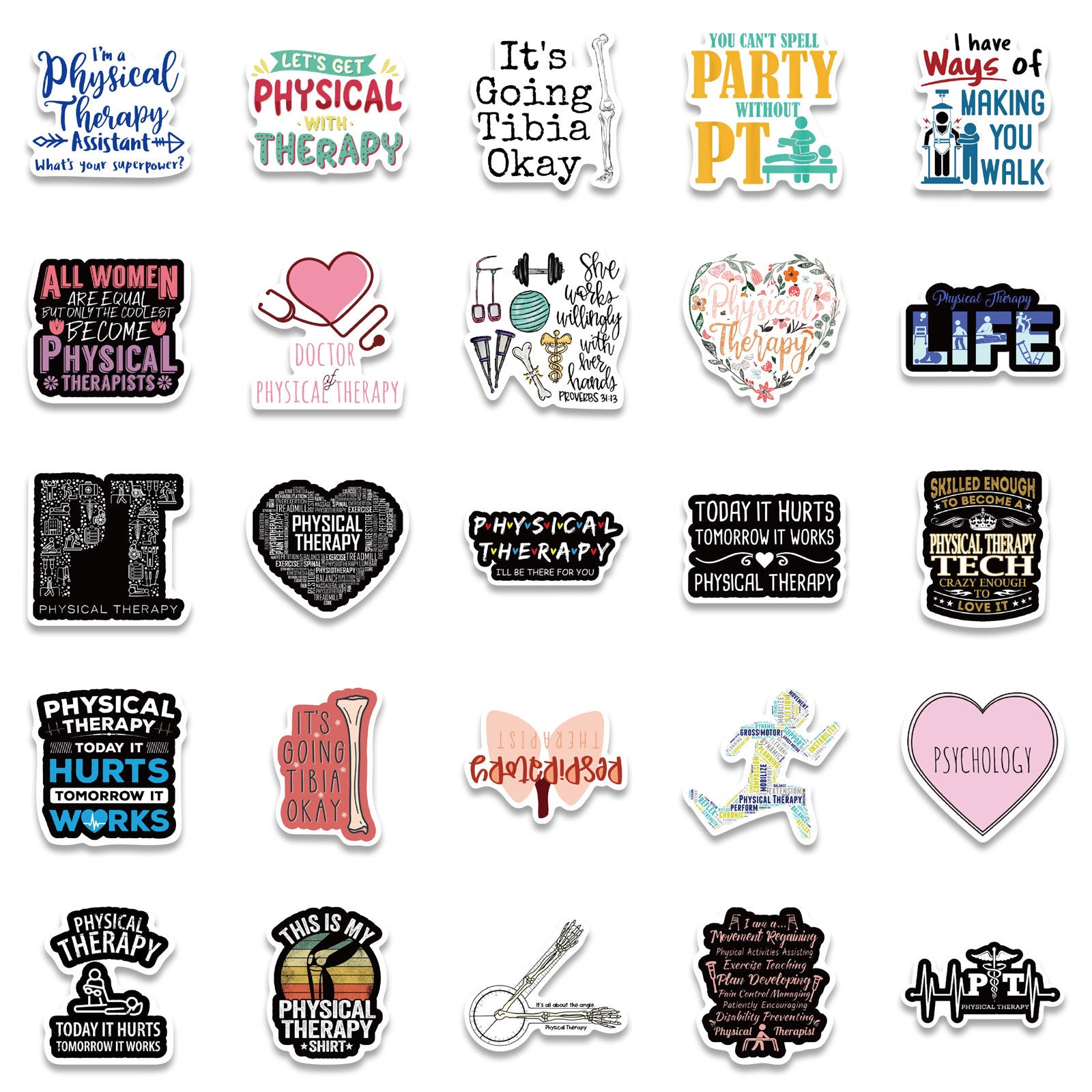 50pcs Physical Therapy Stickers Education Board DIY Waterproof Decoration