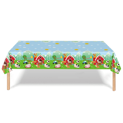 Green Farm Party Tablecloth for Kids' Cow Grass Theme Birthday