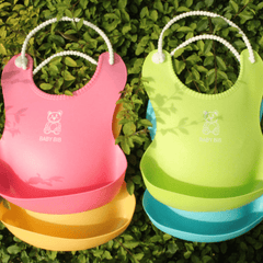 3D Waterproof Children's Bib Soft Baby Silicone Bib with Rice Pocket
