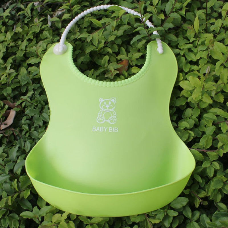 3D Waterproof Children's Bib Soft Baby Silicone Bib with Rice Pocket