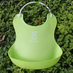 3D Waterproof Children's Bib Soft Baby Silicone Bib with Rice Pocket