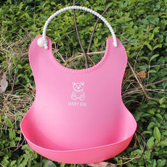 3D Waterproof Children's Bib Soft Baby Silicone Bib with Rice Pocket