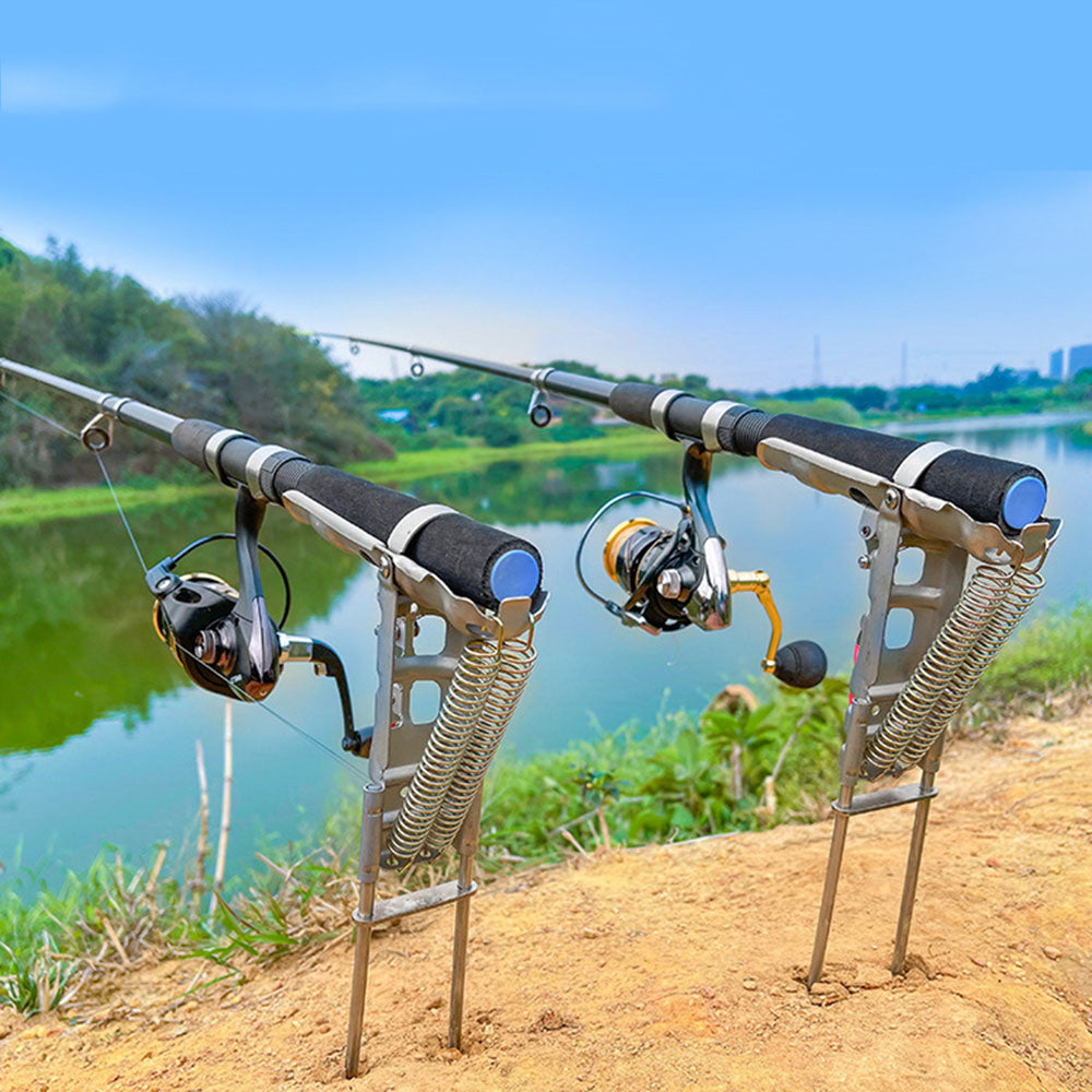 Foldable Automatic Double Spring Fishing Rod Holder Anti Rust Tackle Stand