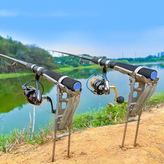Foldable Automatic Double Spring Fishing Rod Holder Anti Rust Tackle Stand