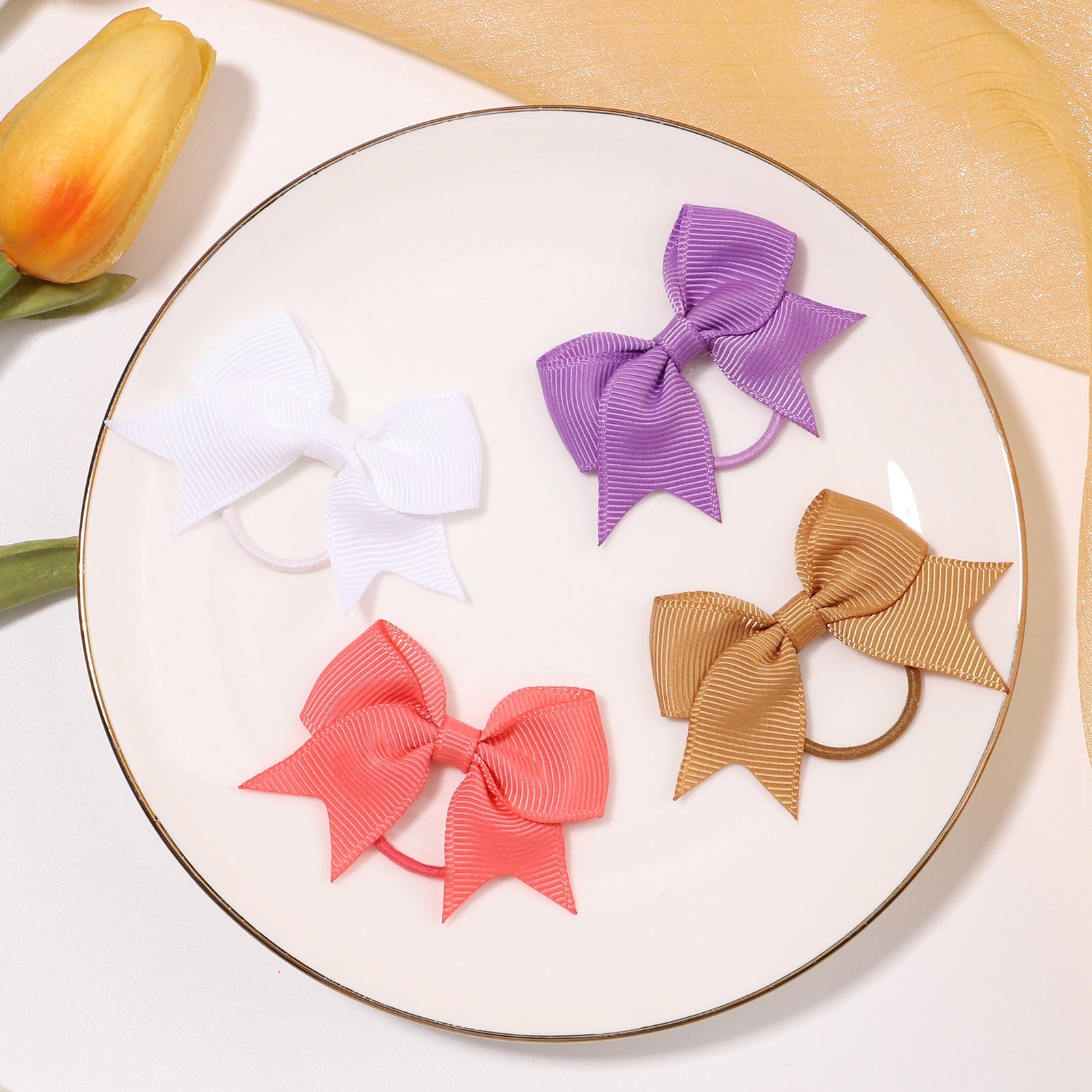 20Pcs Random Bow Hair Bands For Girls Baby Hair Accessories
