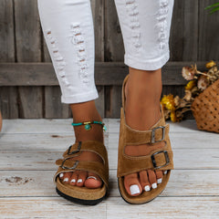 Women's Cork Footbed Sandals Slippers Adjustable Buckle Birken Slides
