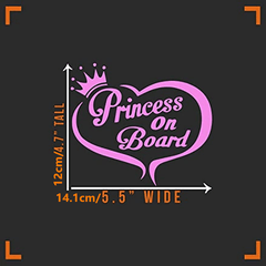 Princess On Board Decal Vinyl Sticker Car Truck Laptop Wall Stickers
