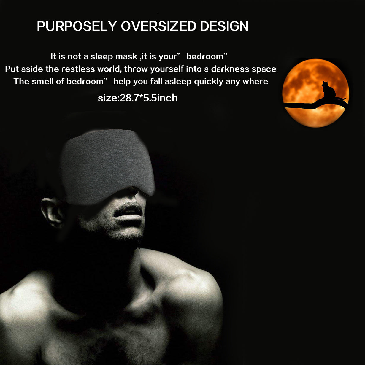 Oversized Eye Mask for Yoga and Meditation with Nose Pad and Full Coverage
