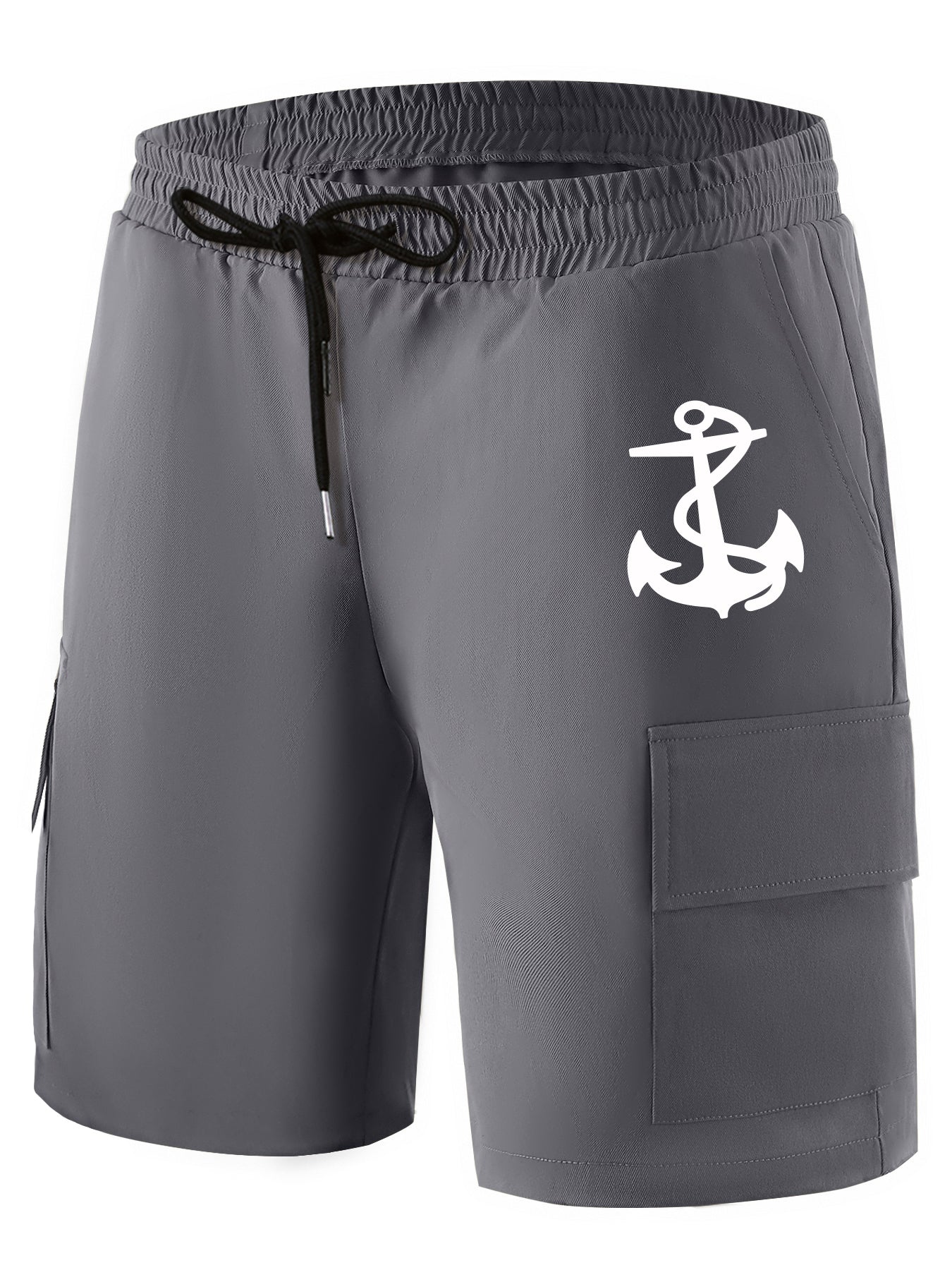 Radio Headphones Anchor Pattern Cargo Shorts For Men