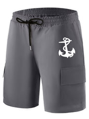 Radio Headphones Anchor Pattern Cargo Shorts For Men