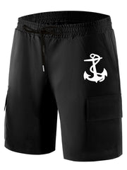 Radio Headphones Anchor Pattern Cargo Shorts For Men