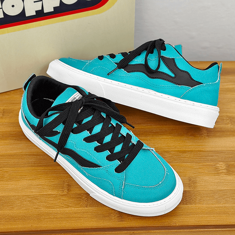Men's Lace up Sneakers Contrasting Skate Shoes Good Grip