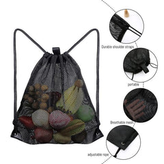 Drawstring Mesh Bags Gym Sports Storage Backpack