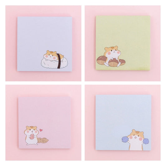 4pcs Four Seasons Bear Hamster Memo Pad Sticky Notes Escolar Papelaria
