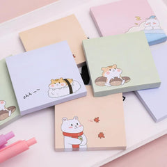 4pcs Four Seasons Bear Hamster Memo Pad Sticky Notes Escolar Papelaria