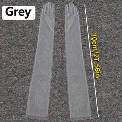 Ultra Thin Transparent Long Wedding Mittens Sunscreen Gloves