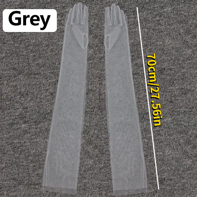 Ultra Thin Transparent Long Wedding Mittens Sunscreen Gloves