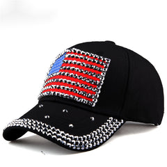 Rhinestone Flag Baseball Cap Patch Unisex Golf Dad Hats Independence Sun Hats