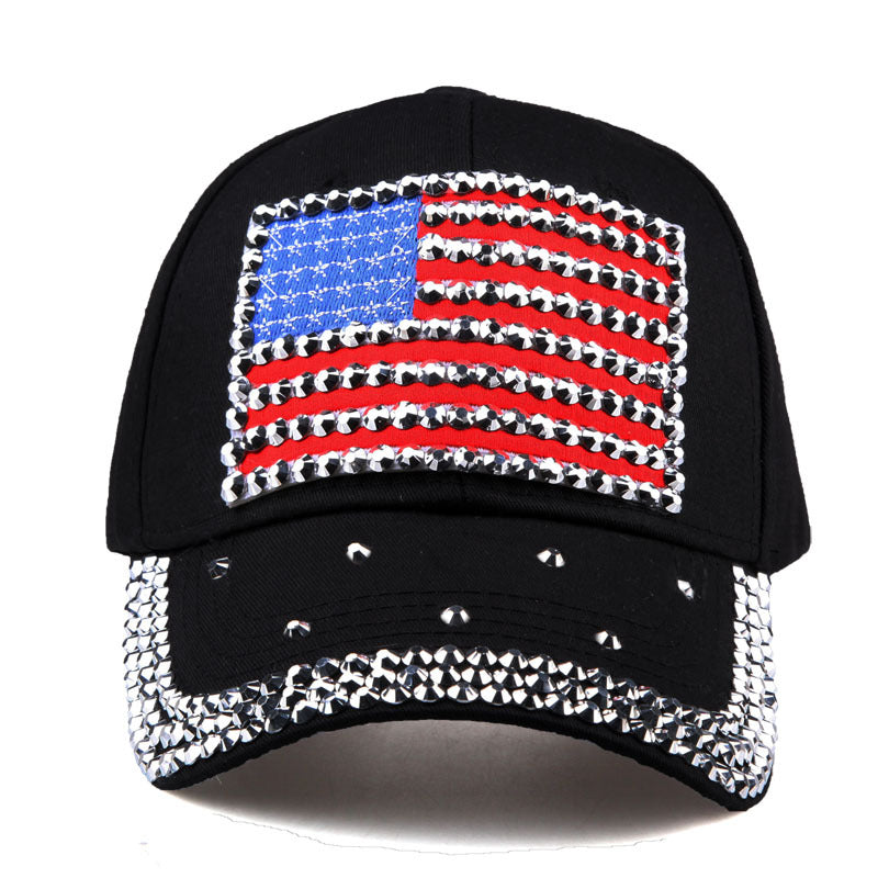 Rhinestone Flag Baseball Cap Patch Unisex Golf Dad Hats Independence Sun Hats