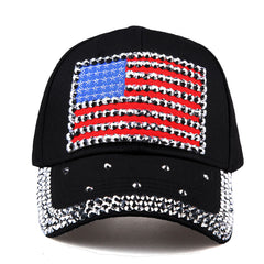 Rhinestone Flag Baseball Cap Patch Unisex Golf Dad Hats Independence Sun Hats