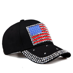 Rhinestone Flag Baseball Cap Patch Unisex Golf Dad Hats Independence Sun Hats
