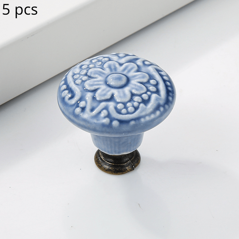 5pcs Ceramic Round Handle For Cabinet Door Drawer