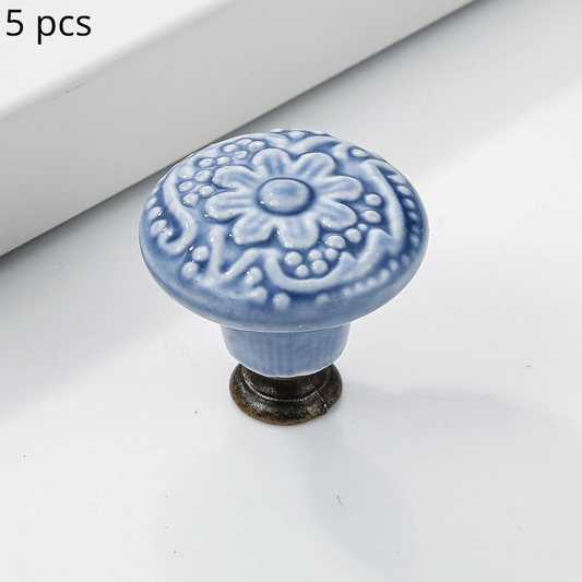 5pcs Ceramic Round Handle For Cabinet Door Drawer