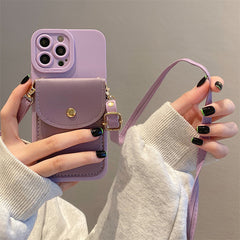 Pink Purple Anti Drop Phone Case Crossbody Lanyard For iPhone 14