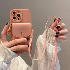 Pink Purple Anti Drop Phone Case Crossbody Lanyard For iPhone 14