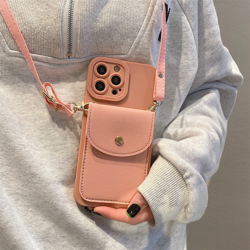 Pink Purple Anti Drop Phone Case Crossbody Lanyard For iPhone 14