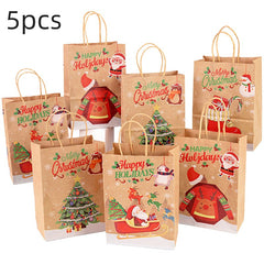 5pcs Christmas Gift Wrapping Bags Candy Biscuit Gift Paper Bags