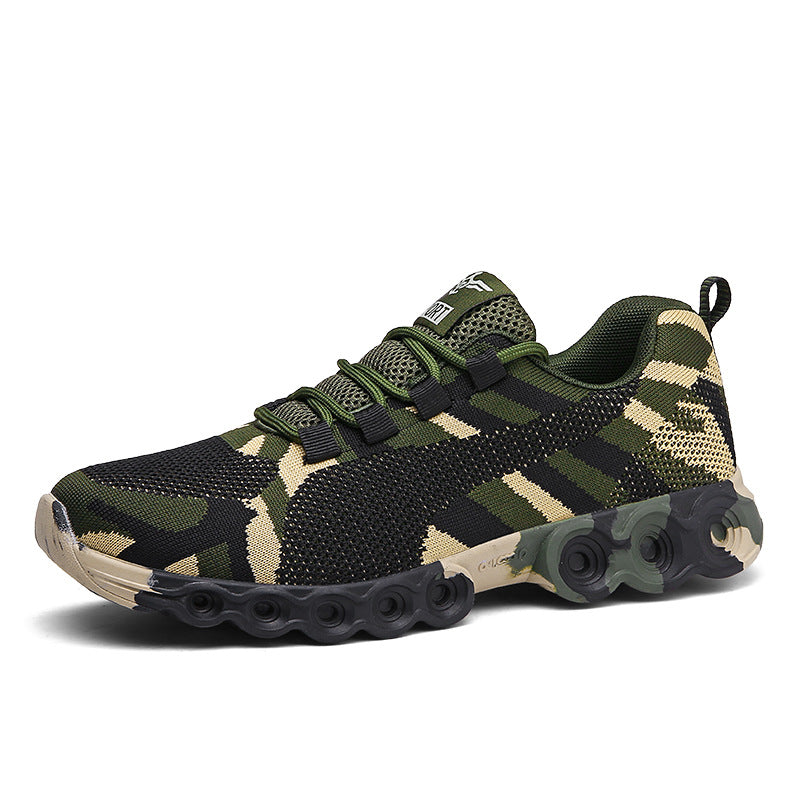Men's Army Green Lace Up Sneakers Casual Outdoor Walking Shoes