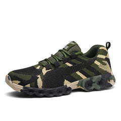 Men's Army Green Lace Up Sneakers Casual Outdoor Walking Shoes