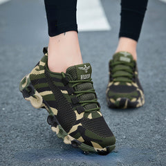 Men's Army Green Lace Up Sneakers Casual Outdoor Walking Shoes