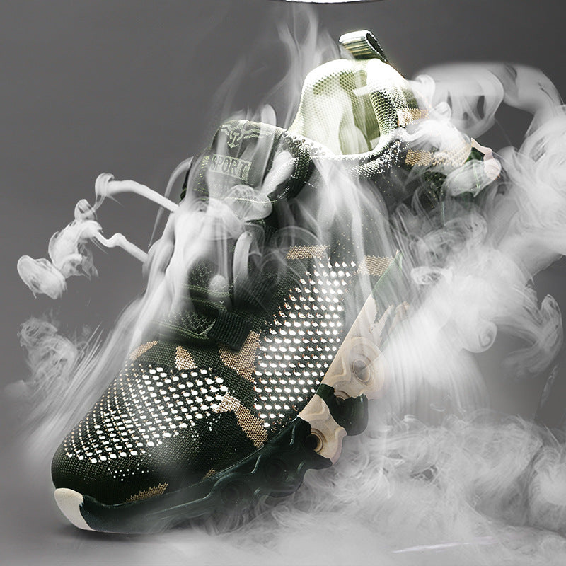 Men's Army Green Lace Up Sneakers Casual Outdoor Walking Shoes