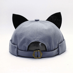 Melon Leather Cat Ears Beanie Hat for Men Spring Autumn Summer