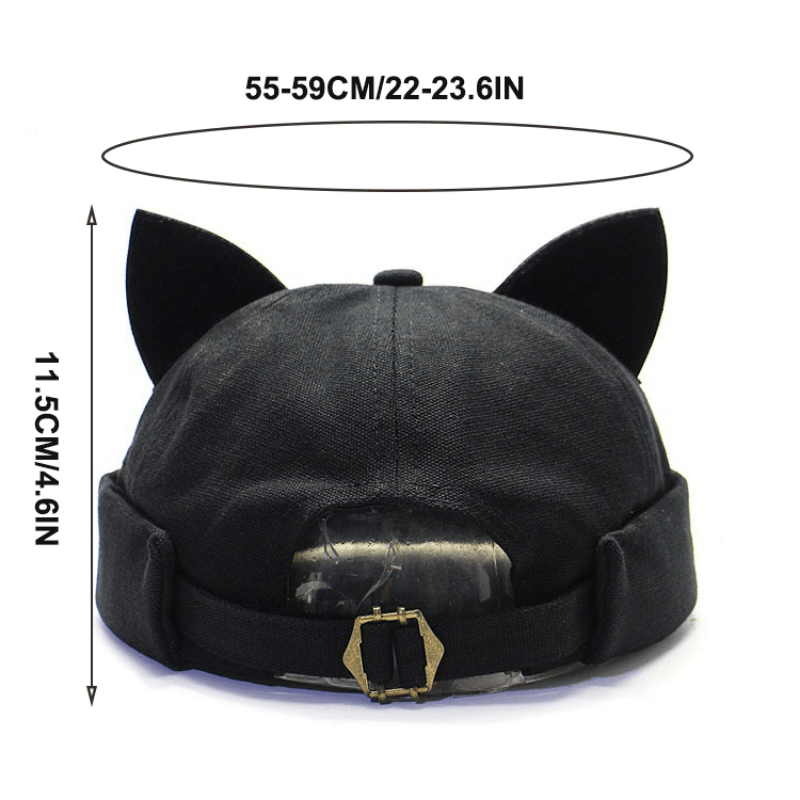 Melon Leather Cat Ears Beanie Hat for Men Spring Autumn Summer