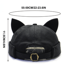 Melon Leather Cat Ears Beanie Hat for Men Spring Autumn Summer