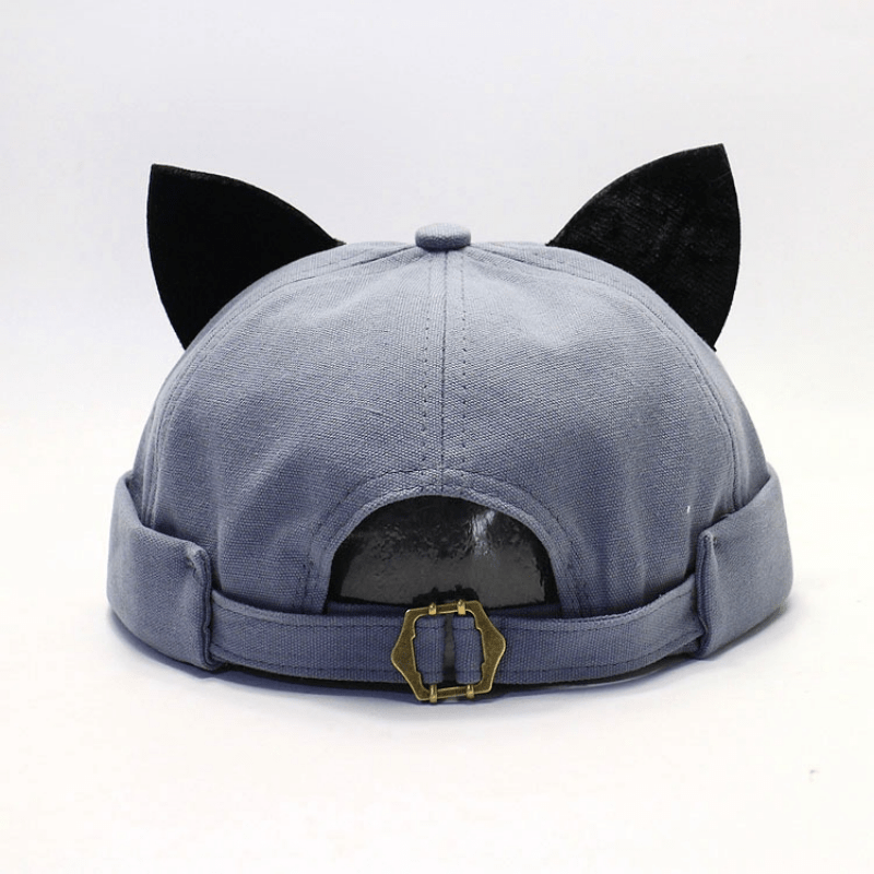 Melon Leather Cat Ears Beanie Hat for Men Spring Autumn Summer