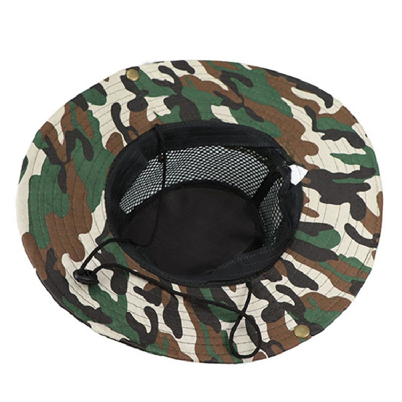 Wide Brim Sun Protection Camouflage Hat for Outdoor Activities