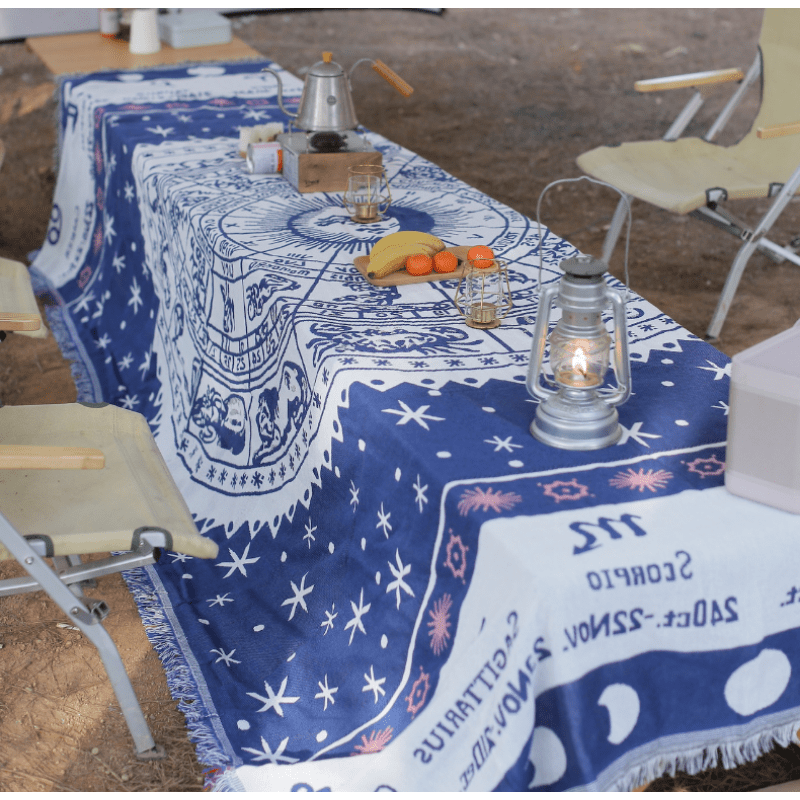 Retro Camping Picnic Mat Moisture-proof Warm Blanket for Sofa Bed Tablecloth