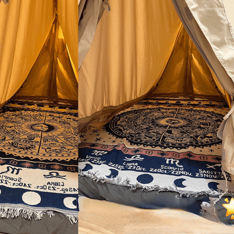 Retro Camping Picnic Mat Moisture-proof Warm Blanket for Sofa Bed Tablecloth