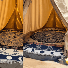 Retro Camping Picnic Mat Moisture-proof Warm Blanket for Sofa Bed Tablecloth