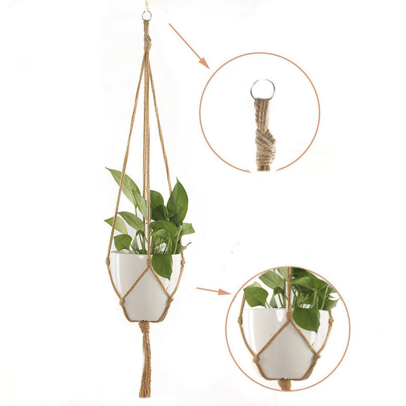 Woven Hemp Rope Plant Pot Hanger Decorative Indoor Hanging Basket